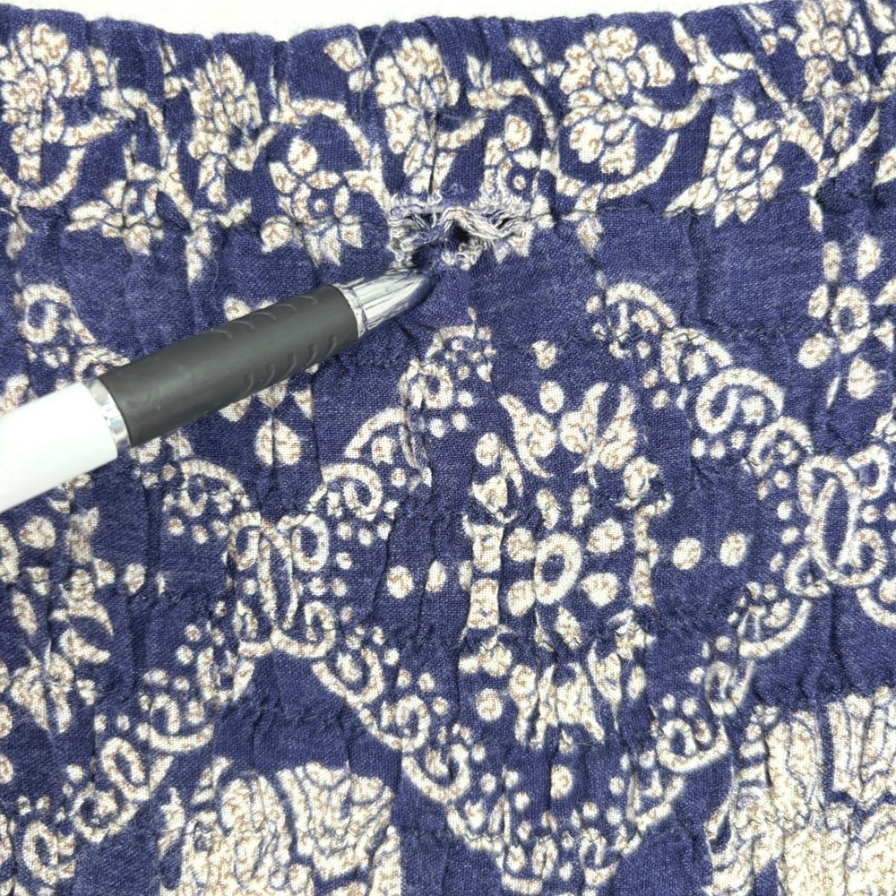 Elephant Print Harem Pants Blue Smocked Waist Boho XL - Picture 4 of 8